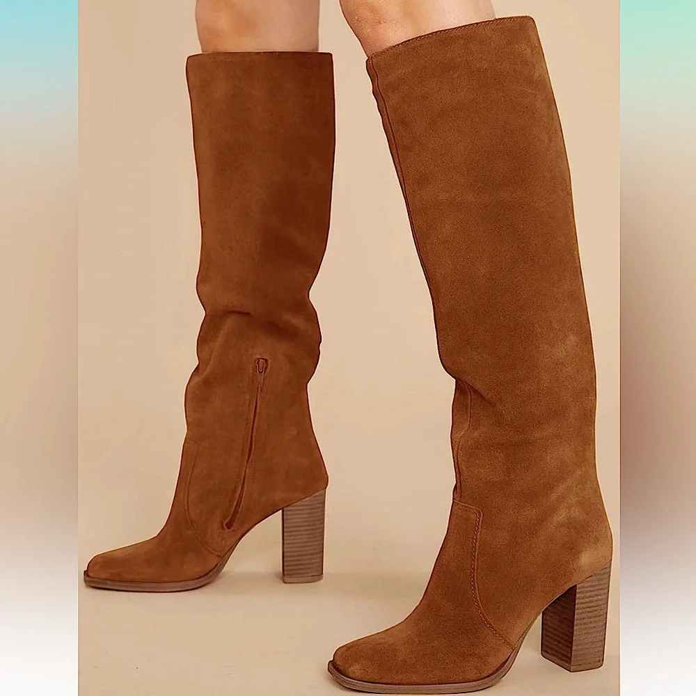 🆕🤎JULIET HOLY: Chunky Heel Square Toe Boot ✨WIDE CALF FRIENDLY✨SZ 9 - Picture 7 of 12